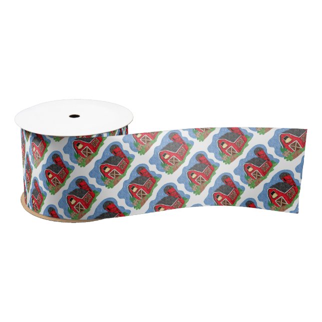 Country Red Barn Satin Ribbon (Spool)