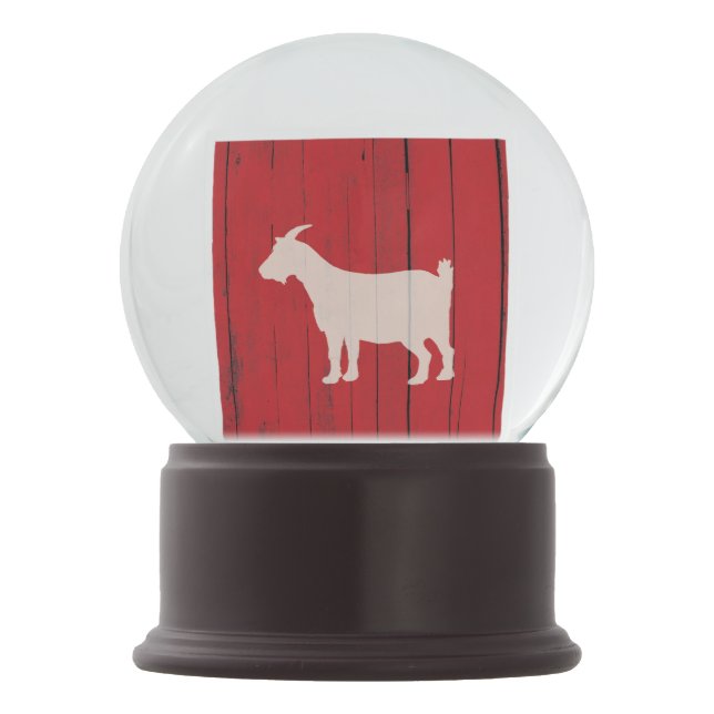 Country Red Barn with Goat Farm Snow Globe (Front)