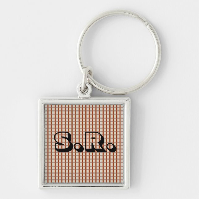 Country Red Gingham Checks Keychain (Front)
