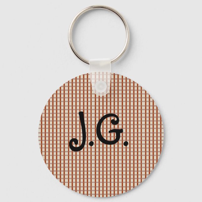 Country Red Gingham Checks Keychain (Front)