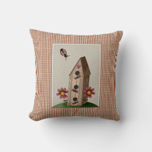 Country Red Gingham Welcome Friends Throw Pillow