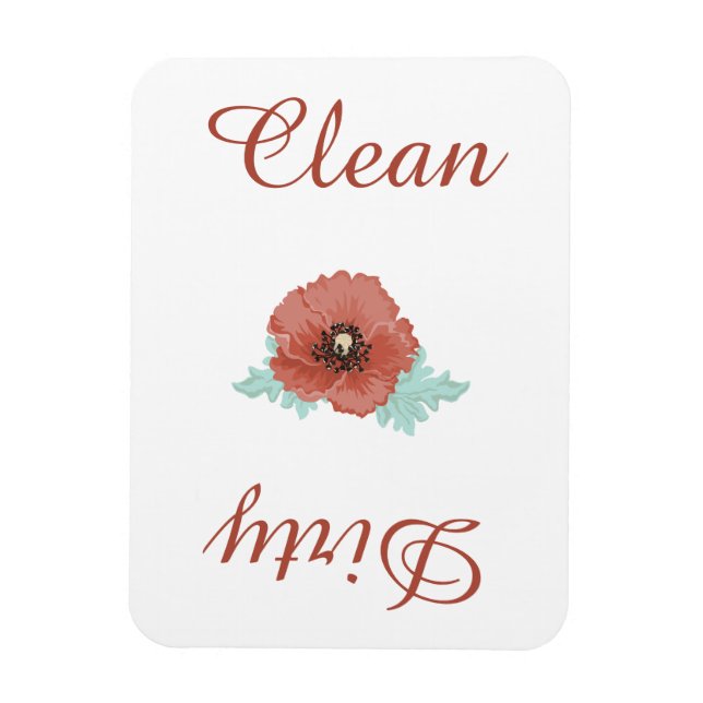 Country Red Peonies Dishwasher Magnet (Vertical)