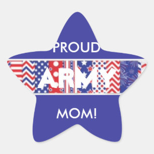 Country Red, White & Blue Army Mom Star Sticker