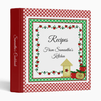 Country Red & White Gingham Recipe Cookbook Binder