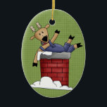 Country Reindeer Ceramic Christmas Ornament<br><div class="desc">Text can be added to this ornament to make a personalized holiday gift. If you need help,  just click on the contact link below to send the designer a personal detailed message.</div>
