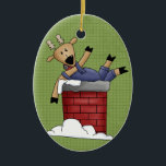 Country Reindeer Ceramic Christmas Ornament<br><div class="desc">Text can be added to this ornament to make a personalized holiday gift. If you need help, just click on the contact link below to send the designer a personal detailed message.</div>