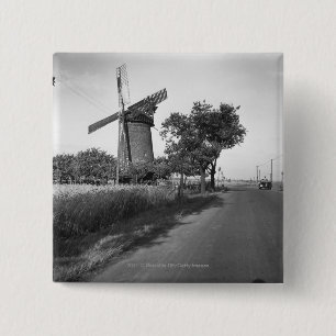 Country road and traditional windmill 2 inch square button