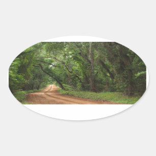 Country Road Background Oval Sticker