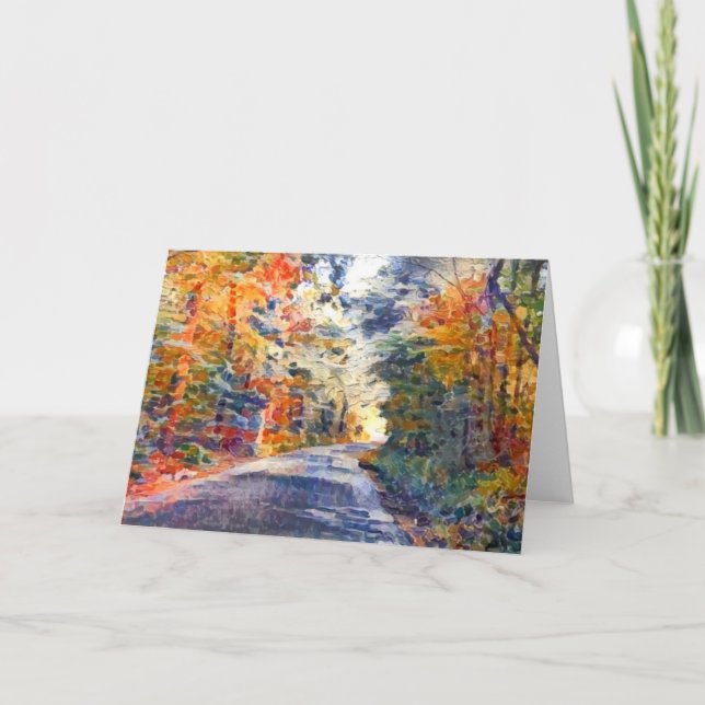 Country Road Impressionist Paint Art Note Card (Front)