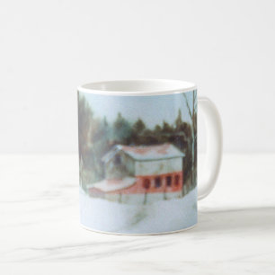 Country Road Mug rural large red barn winter snow