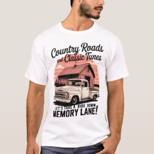 Country Roads And Classic Tunes Vintage Pickup T-Shirt