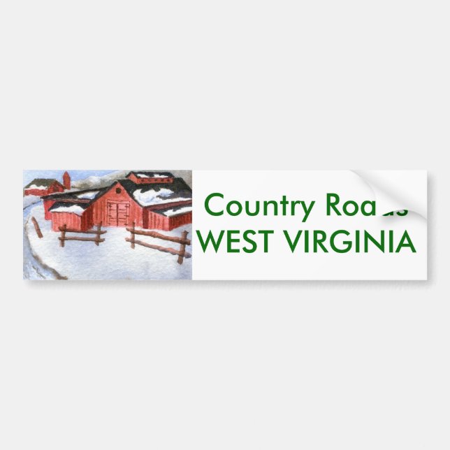Country Roads Bumper Sticker (Front)