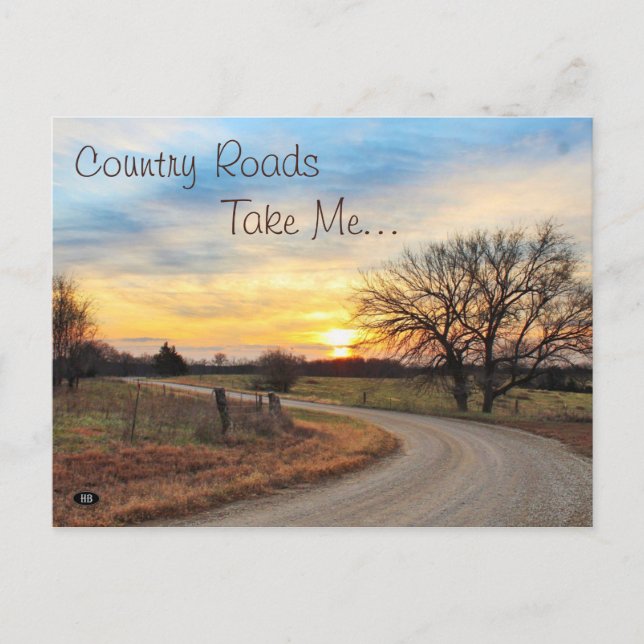Country Roads Take Me... Postcard (Front)