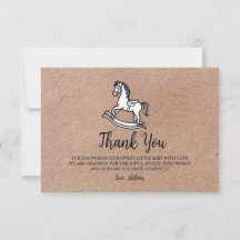 Country Rocking Horse Baby Shower Thank You Card 