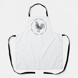Country Rooster Black and White Apron