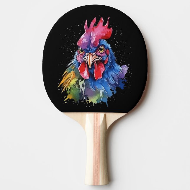 Country Rooster Chicken Watercolor Style Ping Pong Paddle (Front)