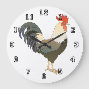 Country Rooster Large Clock