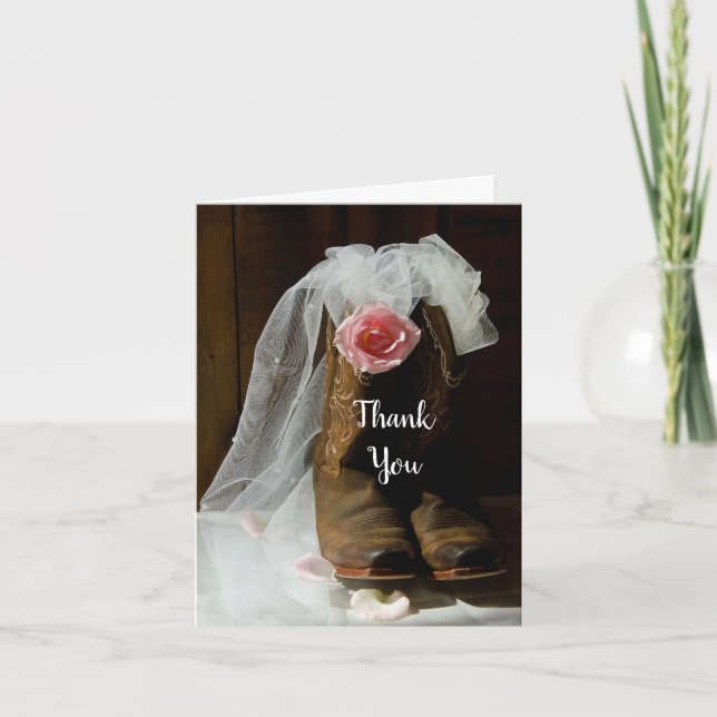 Country Rose Cowboy Boots Bridesmaid Thank You (Front)