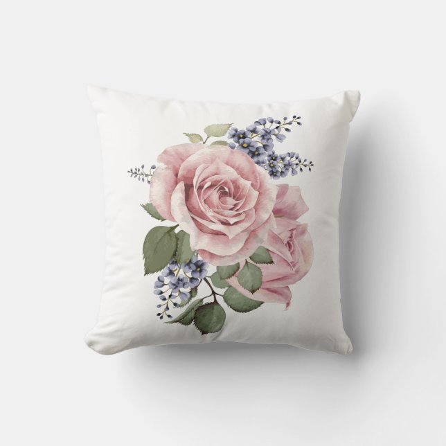 Country Rose Reversible  Throw Pillow (Front)