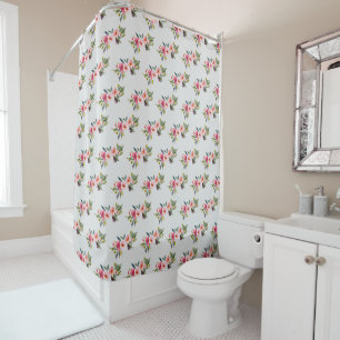Country Roses Pattern Dove Grey Shower Curtain