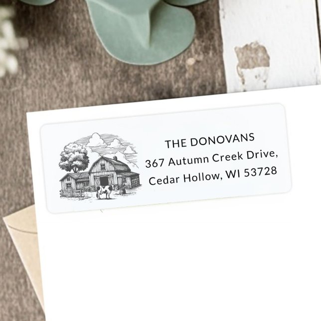 Country Rustic Barn Farmhouse Return Address  (Country Rustic Barn Farmhouse Return Address Label)