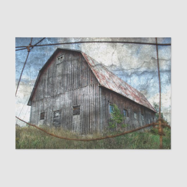 Country Rustic Barn Vintage Texture Decoupage Tissue Paper (Front)