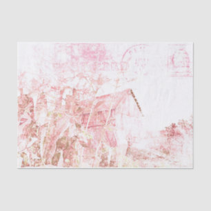 Country Rustic Barn White Brown Distressed Script Tissue Paper