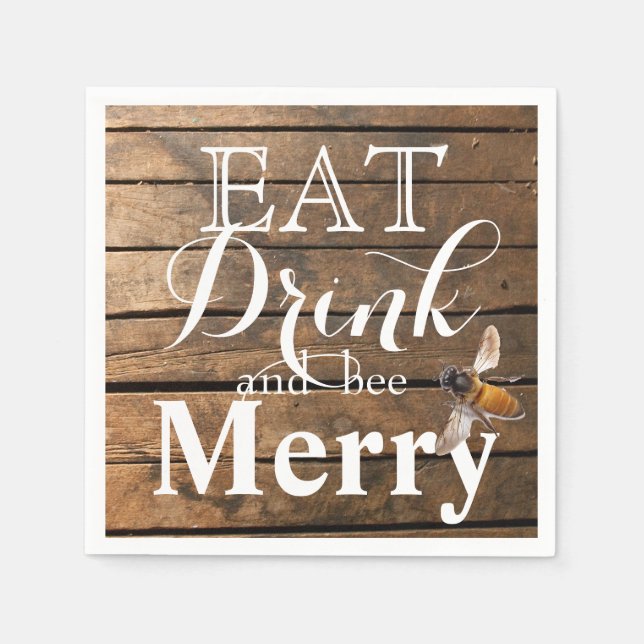 Country rustic barn wood honeybee napkin (Front)