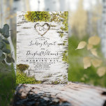 Country Rustic Birch Tree Bark Fall Wedding Invitation<br><div class="desc">Country rustic birch tree bark fall wedding invitation with a romantic scratched carved heart customizable bride's and groom's initials and mossy birch bark front side and backside. This is an ideal mossy birch tree carving invitation for your woodland wedding.</div>