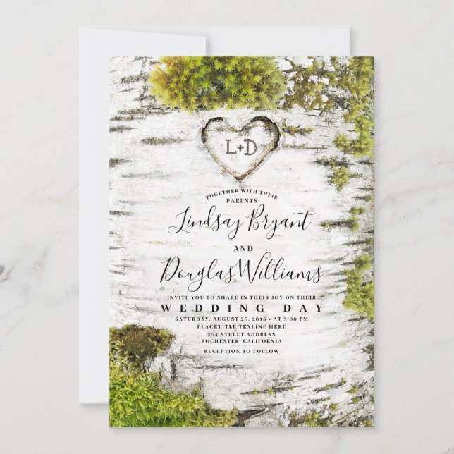 Birch tree wedding invitations | Beachweddingtips.com