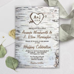 Country Rustic Birch Tree Bark Wedding Invitations<br><div class="desc">Country Rustic Birch Tree Bark Wedding Invitations - features a printed birch bark front and back with a scratched carved heart that you can customize the initials to your own and underneath it,  your wedding date.</div>