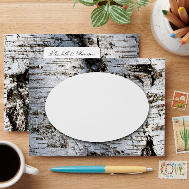 Country Rustic Birch Tree Wedding Envelope (Desk)