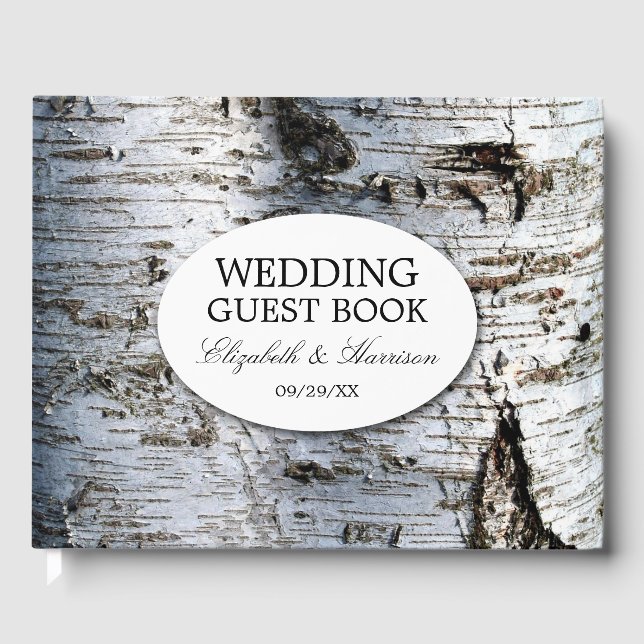 Country Rustic Birch Tree Wedding Guest Book (Front)