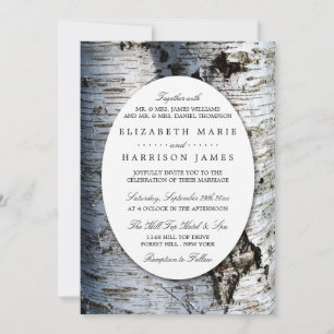 Country Rustic Birch Tree Wedding Invitation