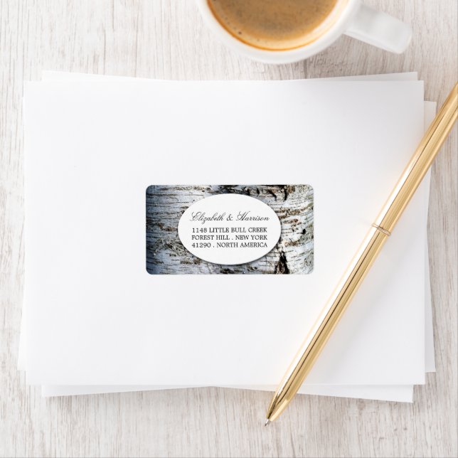 Country Rustic Birch Tree Wedding Label (Insitu)