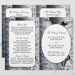 Country Rustic Birch Tree Wedding Program