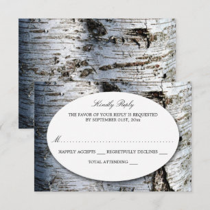Country Rustic Birch Tree Wedding RSVP Card