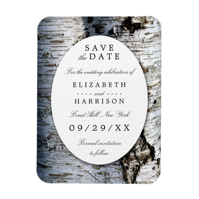 Country Rustic Birch Tree Wedding Save The Date Magnet (Vertical)