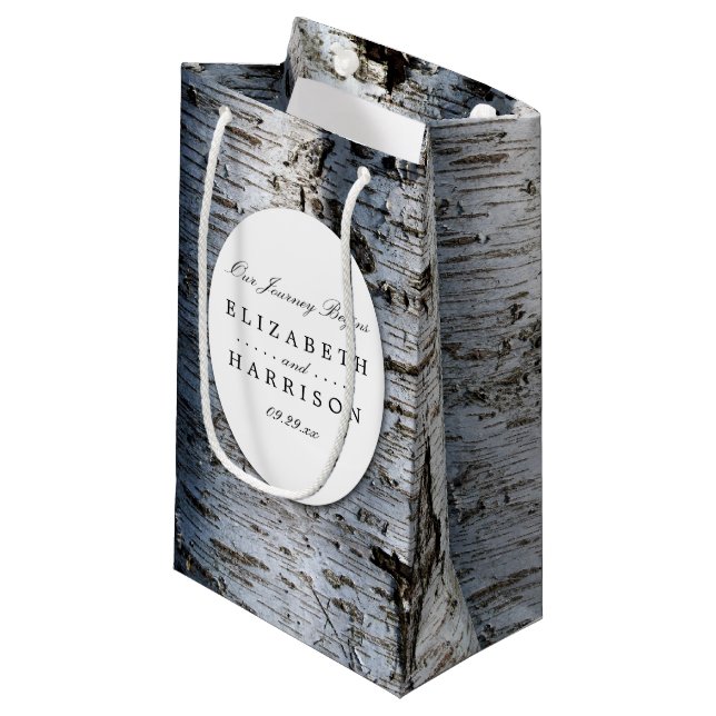 Country Rustic Birch Tree Wedding Small Gift Bag (Front Angled)