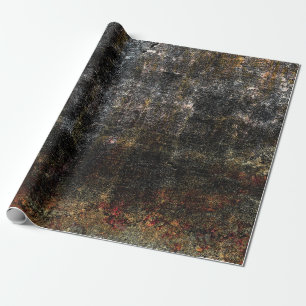 Country Rustic Black Orange Grunge Vintage Texture Wrapping Paper