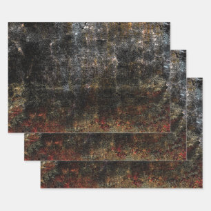 Country Rustic Black Orange Grunge Vintage Texture Wrapping Paper Sheet