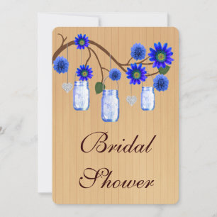 Country Rustic Blue Mason Jar Bridal Shower Invite