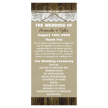 Country Rustic Burlap and Lace Wedding Programs