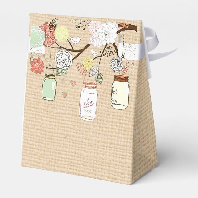Country Rustic Burlap and Mason Jar Favour Box (Back Side)
