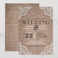 Country Rustic Burlap Fabric Lace Trim Wedding