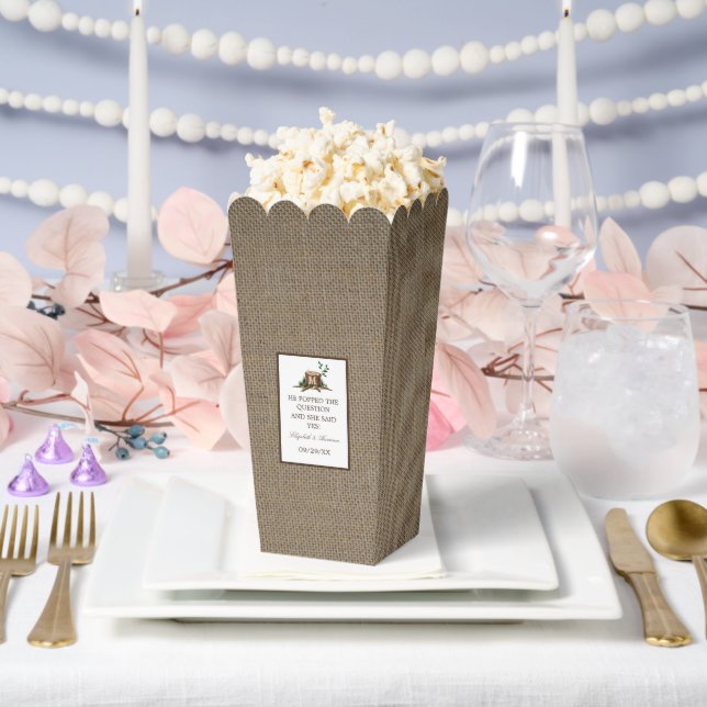 Country Rustic Burlap Monogram Tree Wedding Favor Box (Wedding)