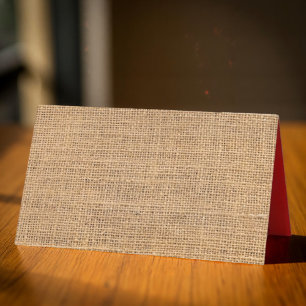 Country Rustic Burlap Sack Texture Holiday Place Card