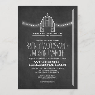Country Rustic Chalkboard Barn Mariage Invitations