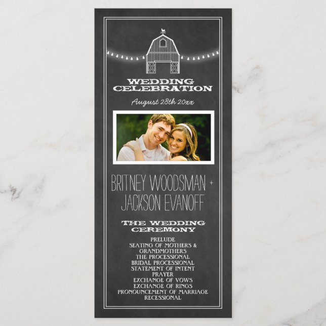Country Rustic Chalkboard Barn Programmes de maria (Devant)