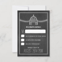 Country Rustic Chalkboard Grille Mariage RSVP Cart